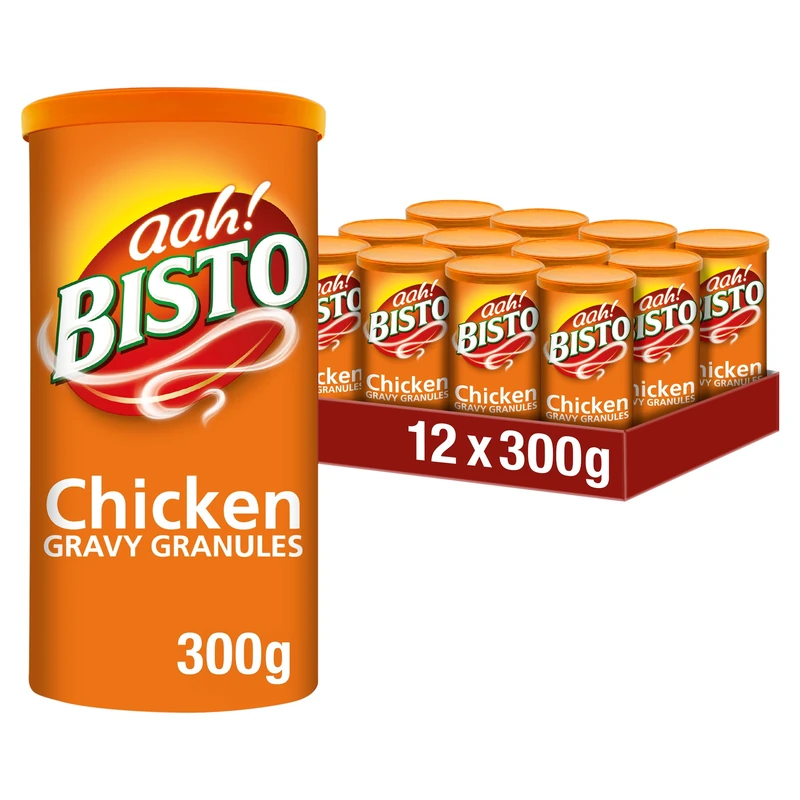 Bisto Flavoursome & Delicious Chicken Gravy Granules for Hearty Family Mealtimes, 300 g Drum (Pack of 12)