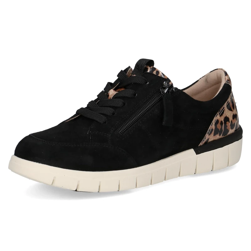 CAPRICE Comfort Women's Low-top Leather Sneakers Extra Width H, Multicolor (Black Leo Comb), 5 UK
