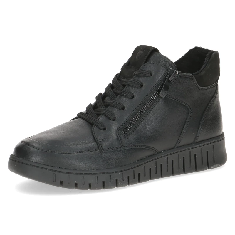 CAPRICE Comfort Women's high-top leather sneakers extra width H, Black (Black Comb), 6 UK