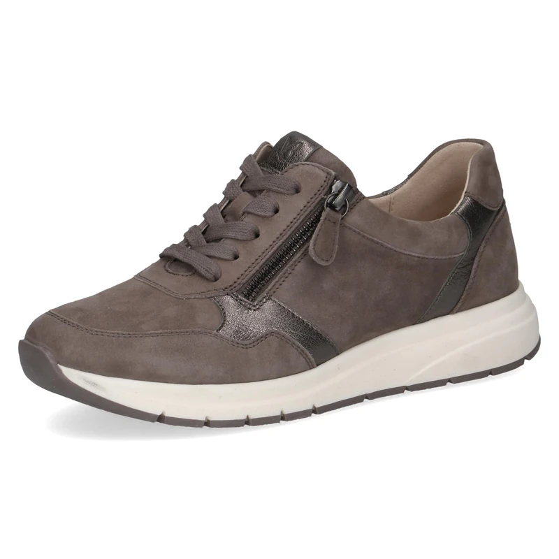 CAPRICE Women's Low-top Leather Sneakers with Removable Footbed, Brown (Taupe Comb), 4 UK