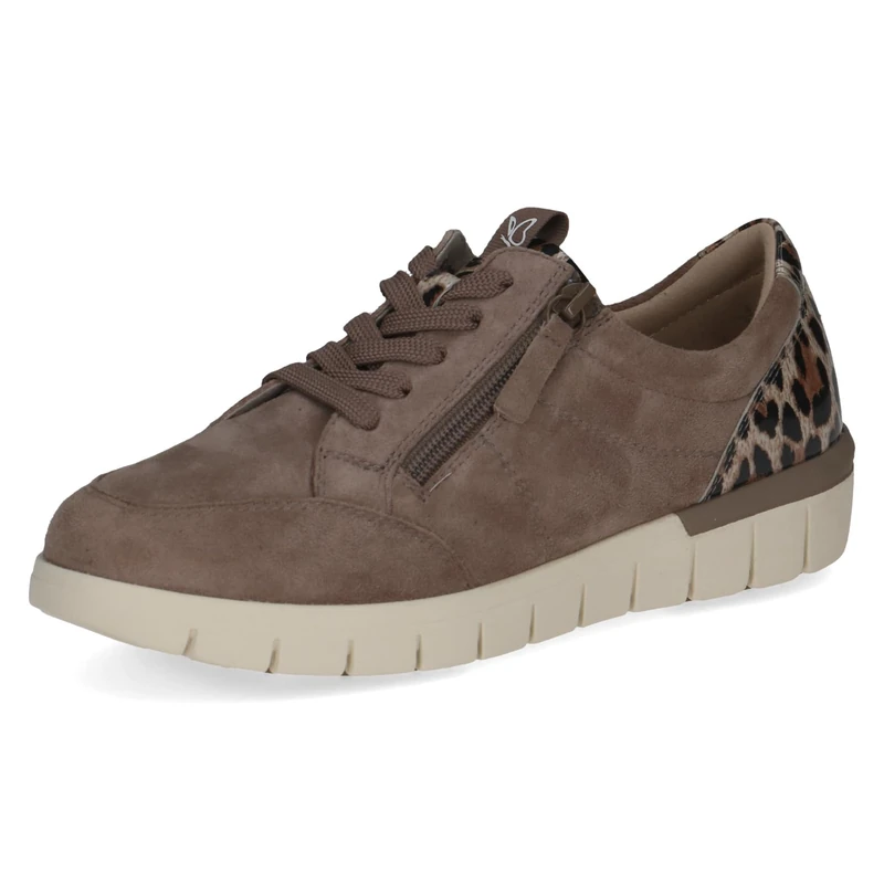 CAPRICE Comfort Women's Low-top Leather Sneakers Extra Width H, Beige (Taupe Comb), 6 UK