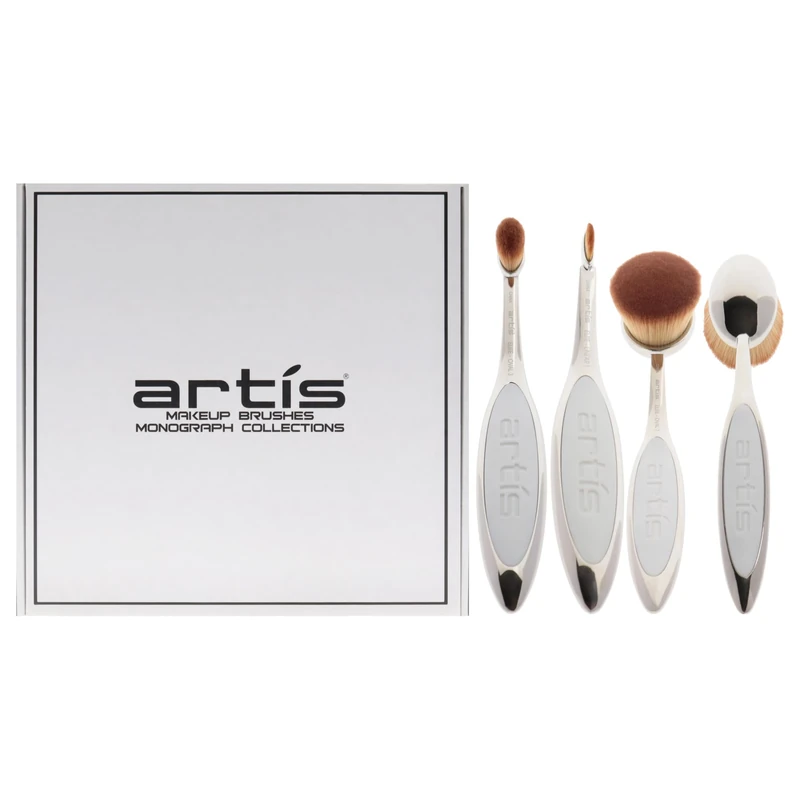 Artis Elite 3 Brush Set - Makeup Brushes with CosmeFibre Bristles - Face Makeup Brushes - Travel Case - Mirror Finish - 3 Pc
