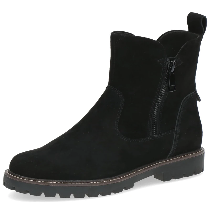 CAPRICE Women's leather ankle boots with zipper, Black (Black Suede), 4 UK - Image 1