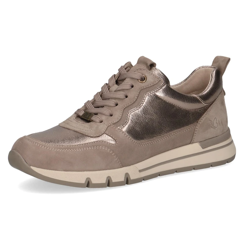 CAPRICE Comfort Women's Low-top Leather Sneakers Extra Width H, Brown (Taupe Comb), 6.5 UK