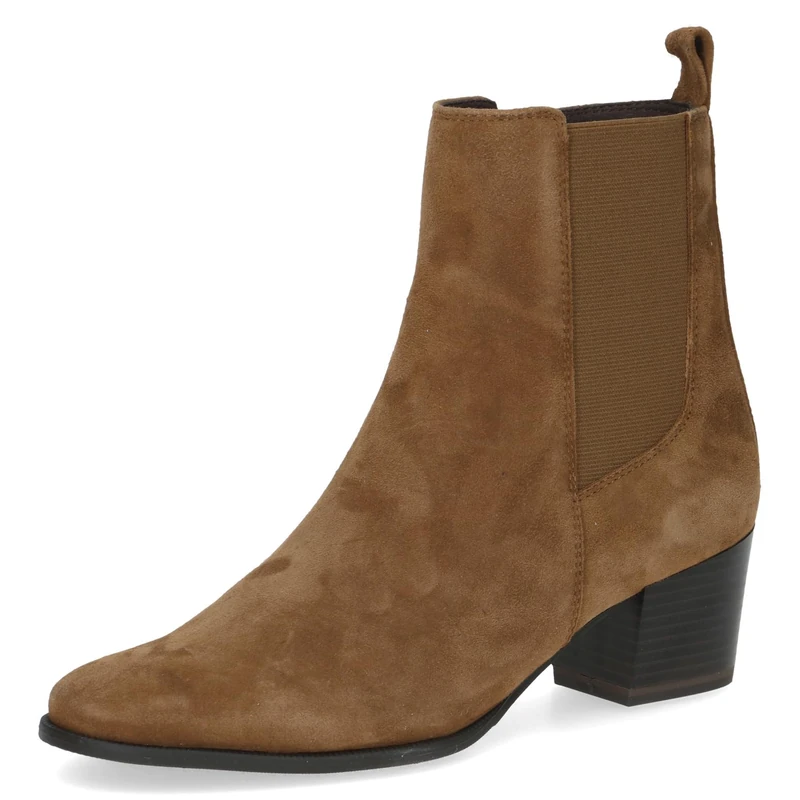 CAPRICE women's ankle boots round toe with block heel, Brown (Brown Suede), 7 UK