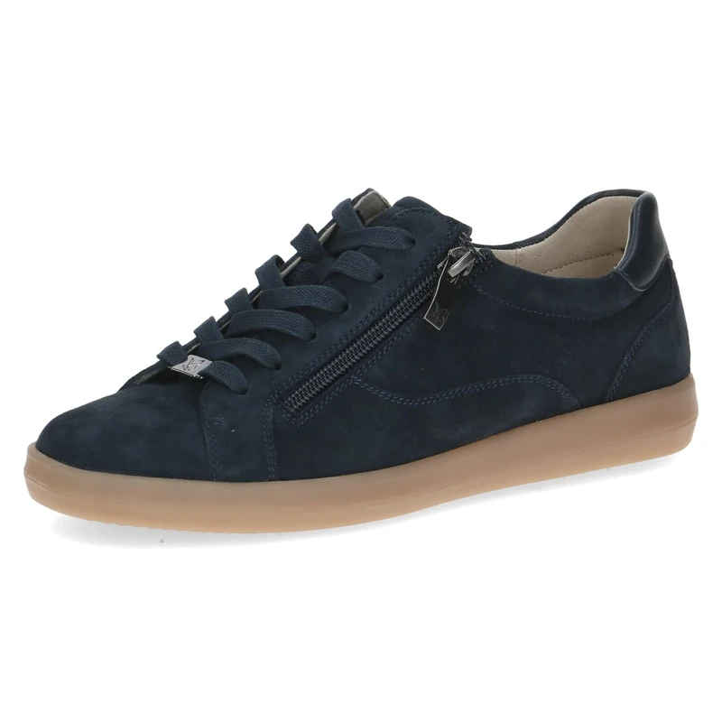 CAPRICE Women's Low-top Leather lace-up Sneakers, Blue (Ocean Suede), 8 UK