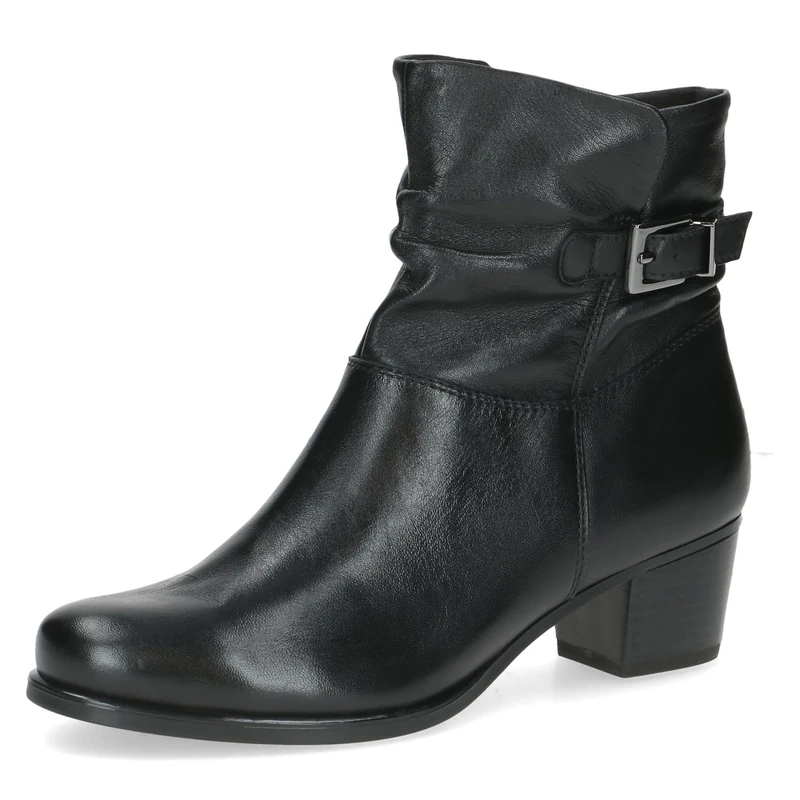 CAPRICE Women's leather ankle boots with block heel, Black (Black Nappa), 7 UK