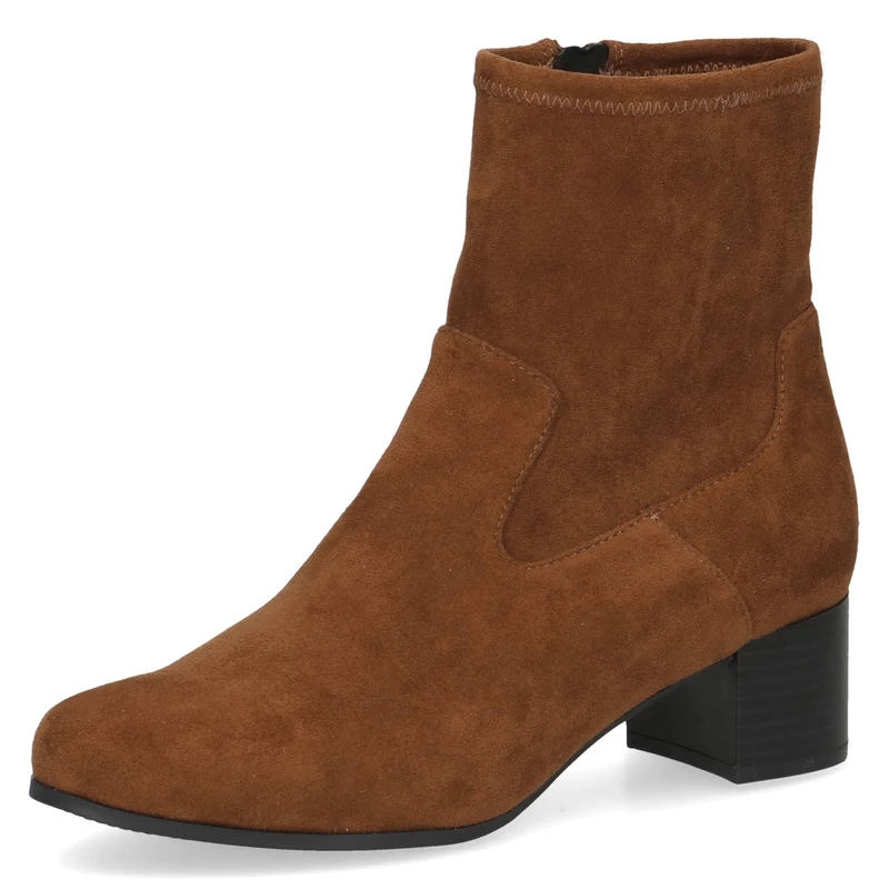 CAPRICE Women's heeled ankle boots with zipper Vegan, Brown (Brown Stretch), 5 UK