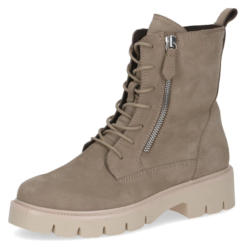 CAPRICE Women's leather ankle boots with zipper, Beige (Taupe Nubuc), 5 UK