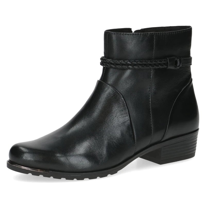CAPRICE Women's leather ankle boots small heel, Black (Black Nappa), 5.5 UK