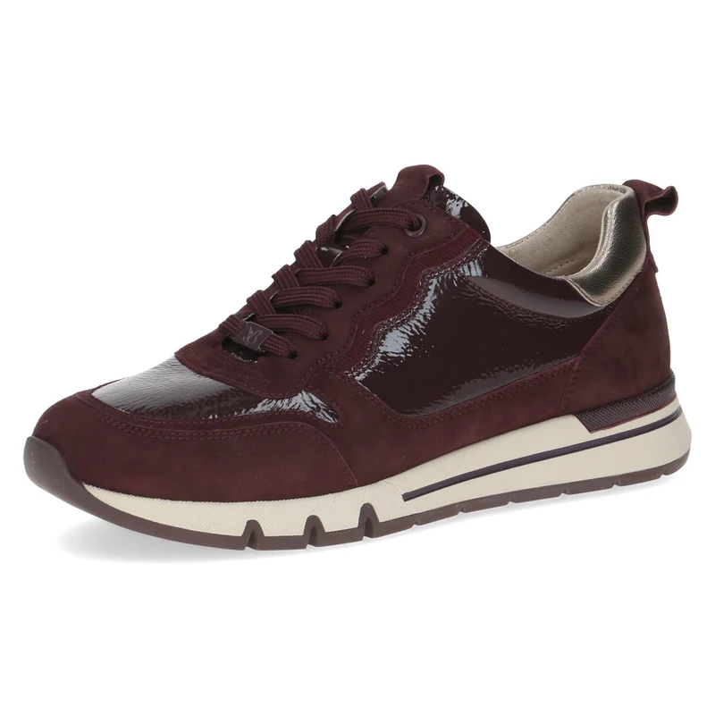 CAPRICE Comfort Women's Low-top Leather Sneakers Extra Width H, Red (Bordeaux Comb), 5 UK