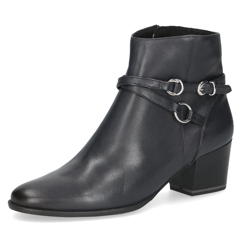 CAPRICE women's leather ankle boots with buckle, Blue (Ocean Nappa), 7.5 UK