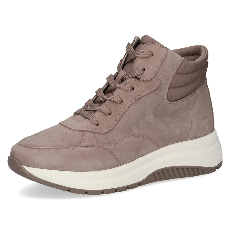 CAPRICE women's high-top leather sneakers with platform sole, Brown (Taupe Comb), 6 UK
