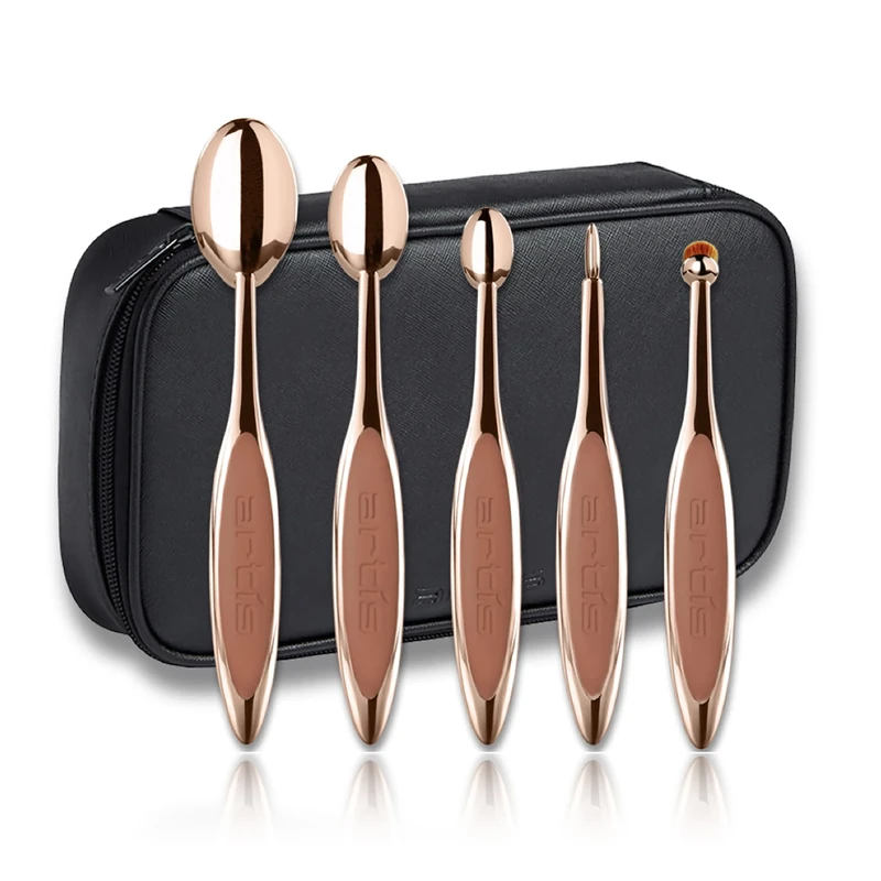 Artis Elite 5 Brush Set - Ergonomic, Durable Makeup Brushes - Makeup Brush Set with CosmeFibre Bristles - Face Makeup Brushes - Rose Gold - 5 Pc