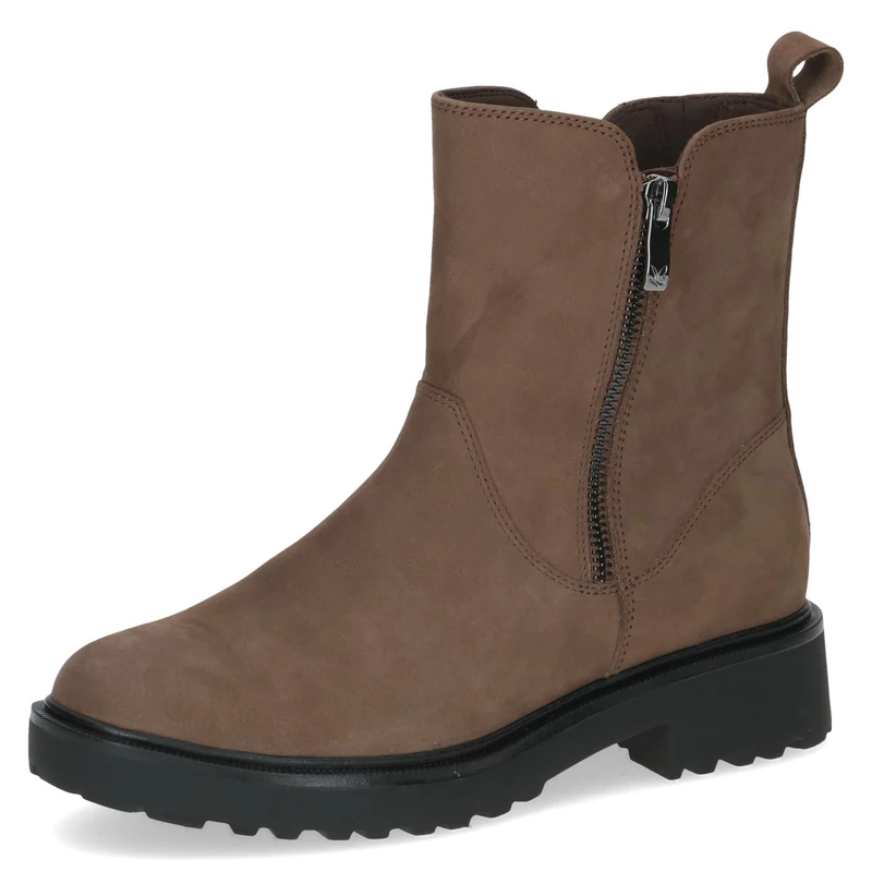 CAPRICE Women's leather ankle boots with thermal insole, Beige (Taupe Nubuc), 8 UK