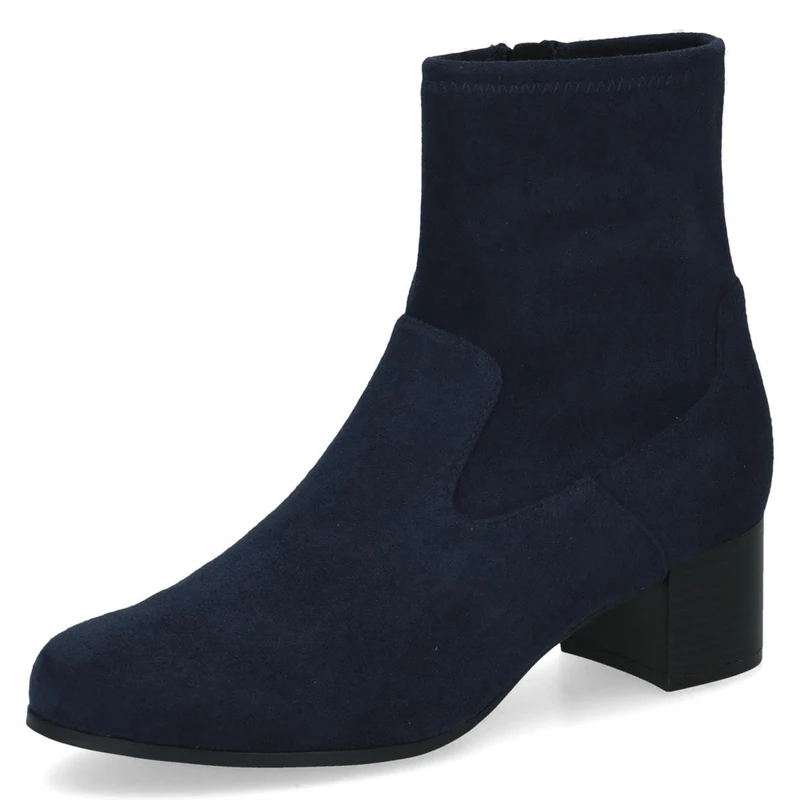 CAPRICE Women's heeled ankle boots with zipper Vegan, Blue (Navy Stretch), 3.5 UK