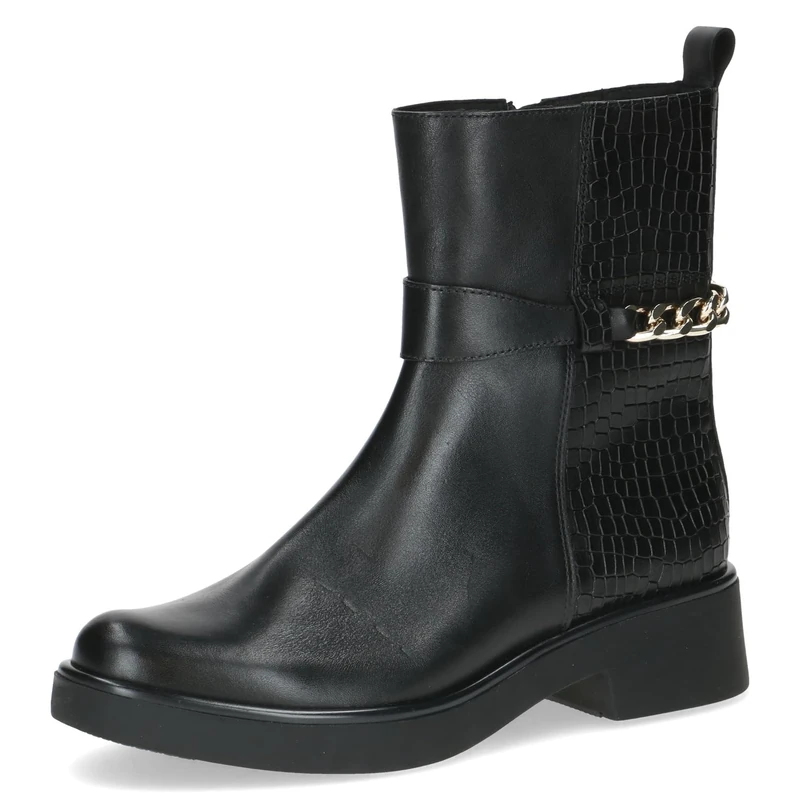 CAPRICE Women's leather ankle boots with block heel, Black (Black Comb), 5 UK - Image 1