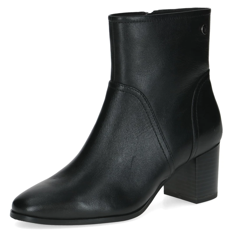 CAPRICE Women's leather ankle boots with block heel, Black (Black Nappa), 6.5 UK