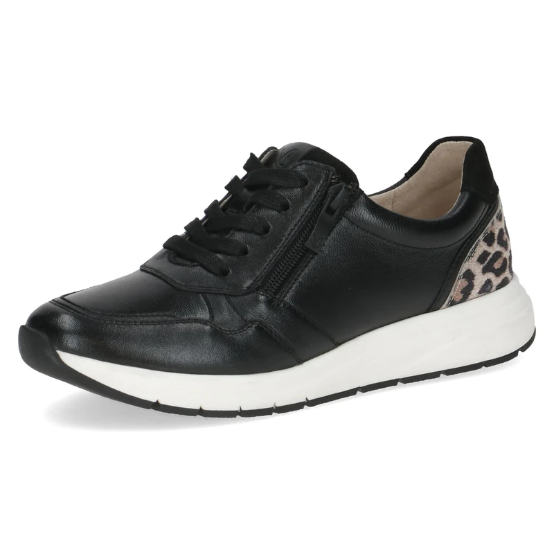 CAPRICE Women's Low-top Leather Sneakers with Zipper, Black (Black Comb), 5 UK