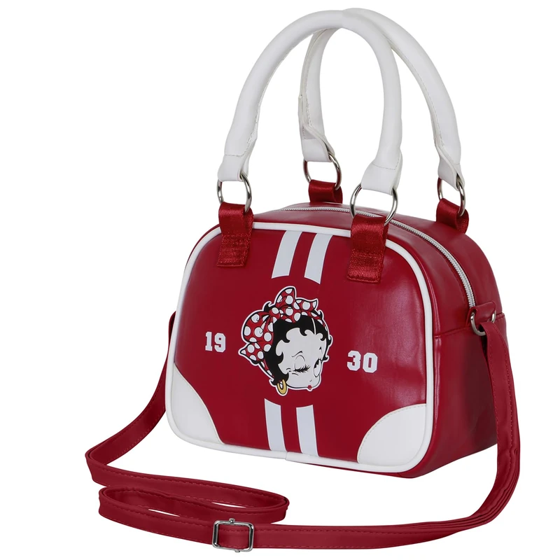 Betty Boop Varsity-Bowling Fashion Handbag, Burgundy, 22 x 16 cm