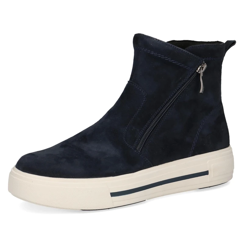 CAPRICE Women's leather ankle boots platform, Blue (Ocean Suede), 5.5 UK