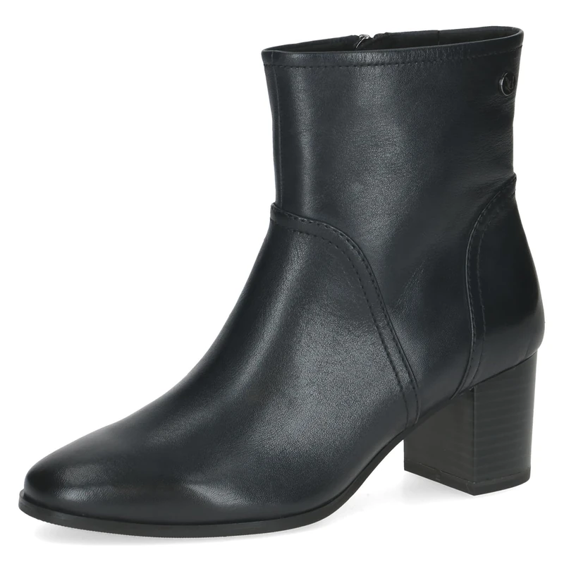 CAPRICE Women's leather ankle boots with block heel, Blue (Ocean Nappa), 6.5 UK