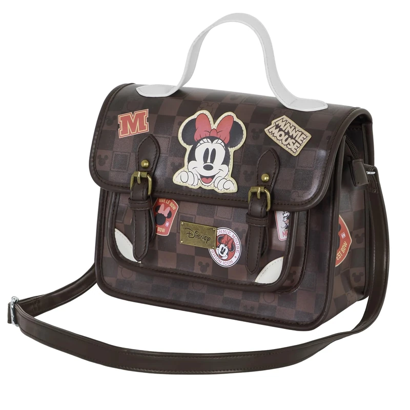 Disney Minnie Mouse Journey-Satchel Shoulder Bag-Backpack, Brown, 27 x 20 cm