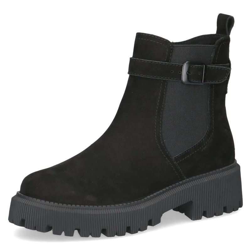 CAPRICE Women's ankle boots with buckle thermal insole, Black (Black Nubuc), 3.5 UK