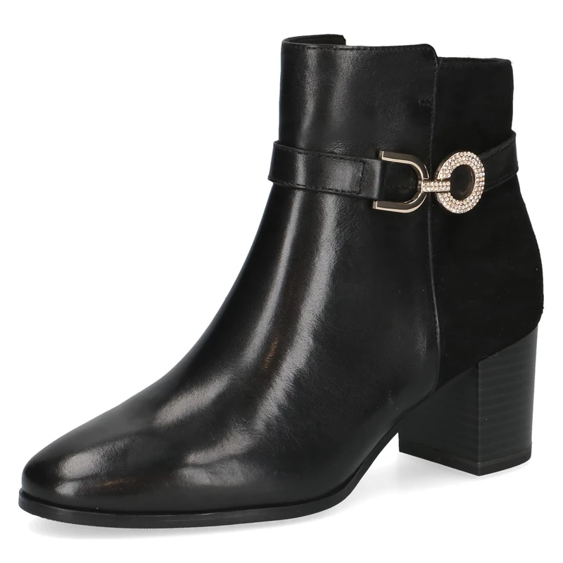 CAPRICE Women's leather ankle boots with block heel, Black (Black Comb), 5 UK