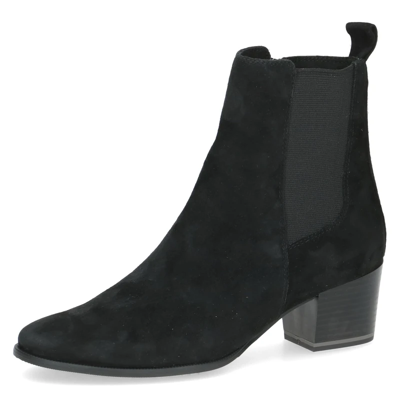 CAPRICE women's ankle boots round toe with block heel, Black (Black Suede), 7.5 UK - Image 1