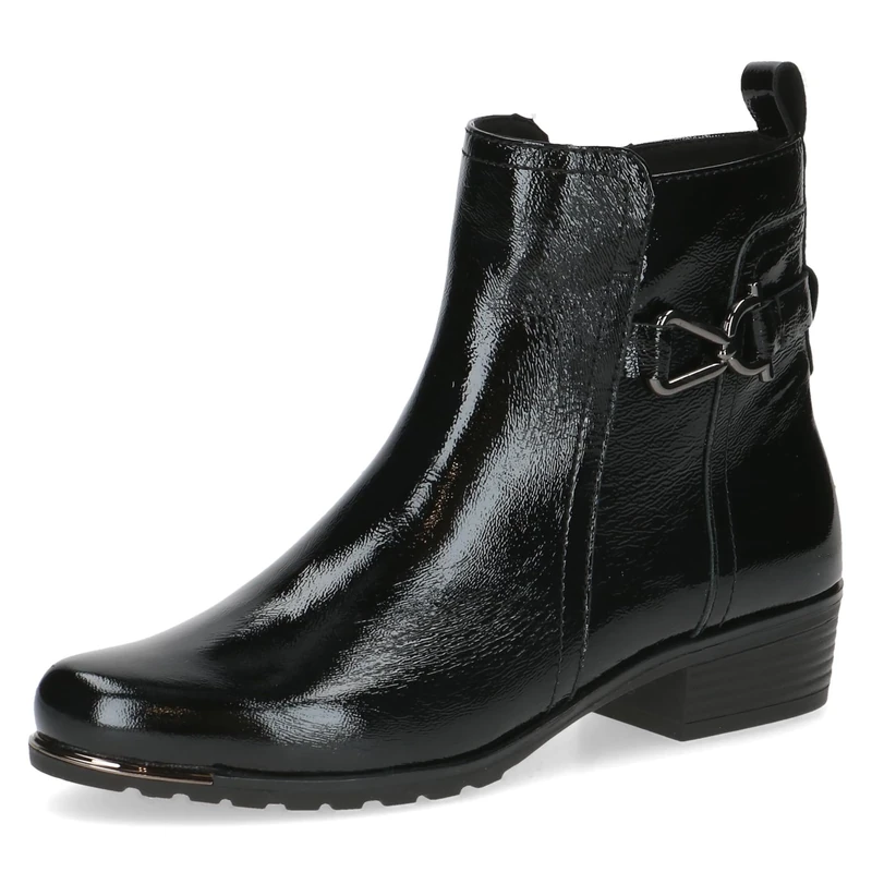 CAPRICE Women's leather ankle boots small heel, Black (Black Naplak), 4 UK