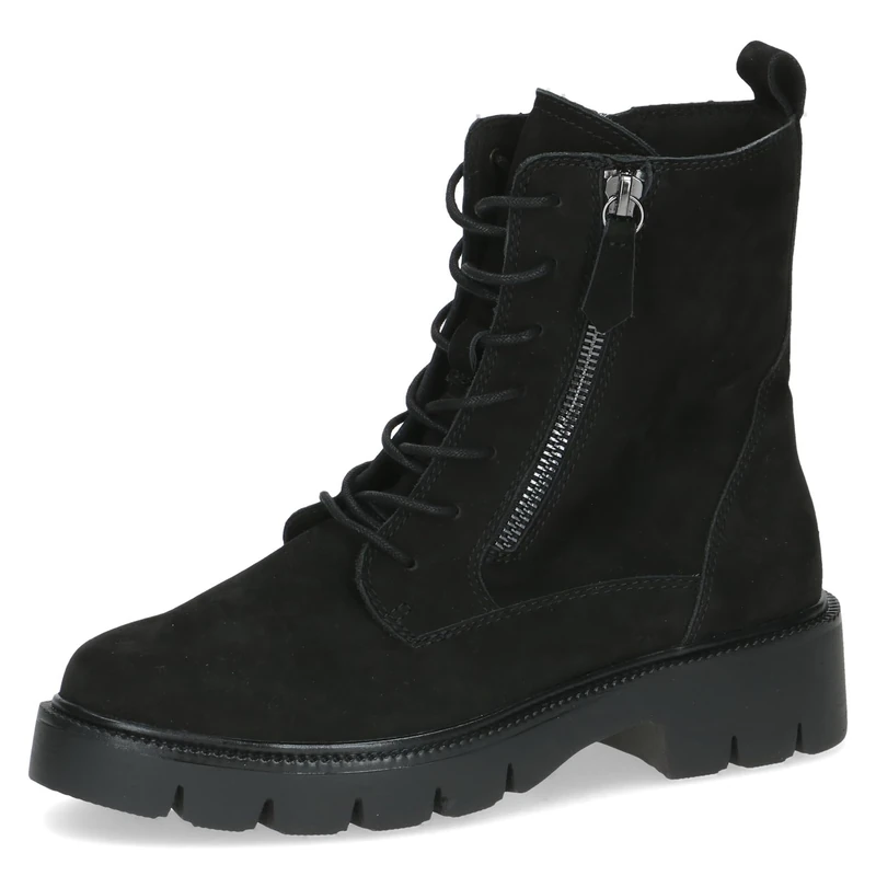 CAPRICE Women's leather ankle boots with zipper, Black (Black Nubuc), 7.5 UK