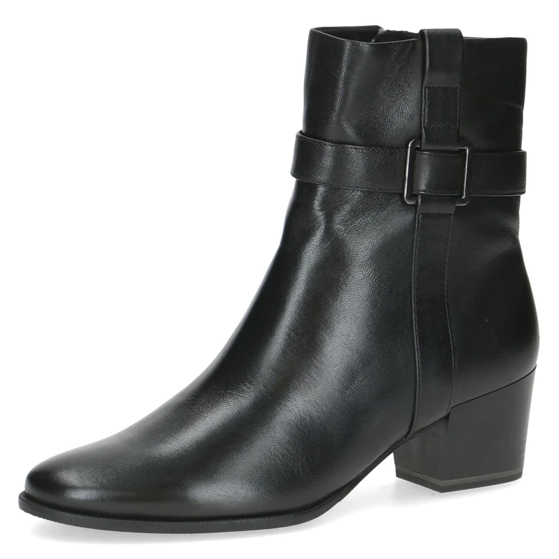 CAPRICE Women's leather ankle boots with block heel, Black (Black Nappa), 3.5 UK