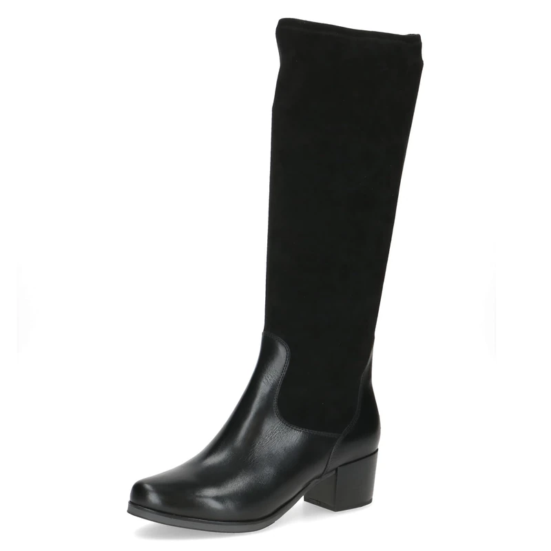 CAPRICE Women's block-heel boots with stretch shaft, Black (Black Comb), 5.5 UK