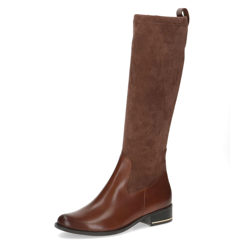 CAPRICE Women's high boots with heel round toe block heel, Brown (Cognac Comb), 3.5 UK