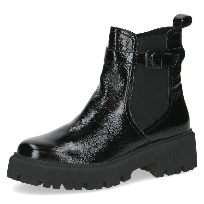 CAPRICE Women's ankle boots with buckle thermal insole, Black (Black Naplak), 6.5 UK