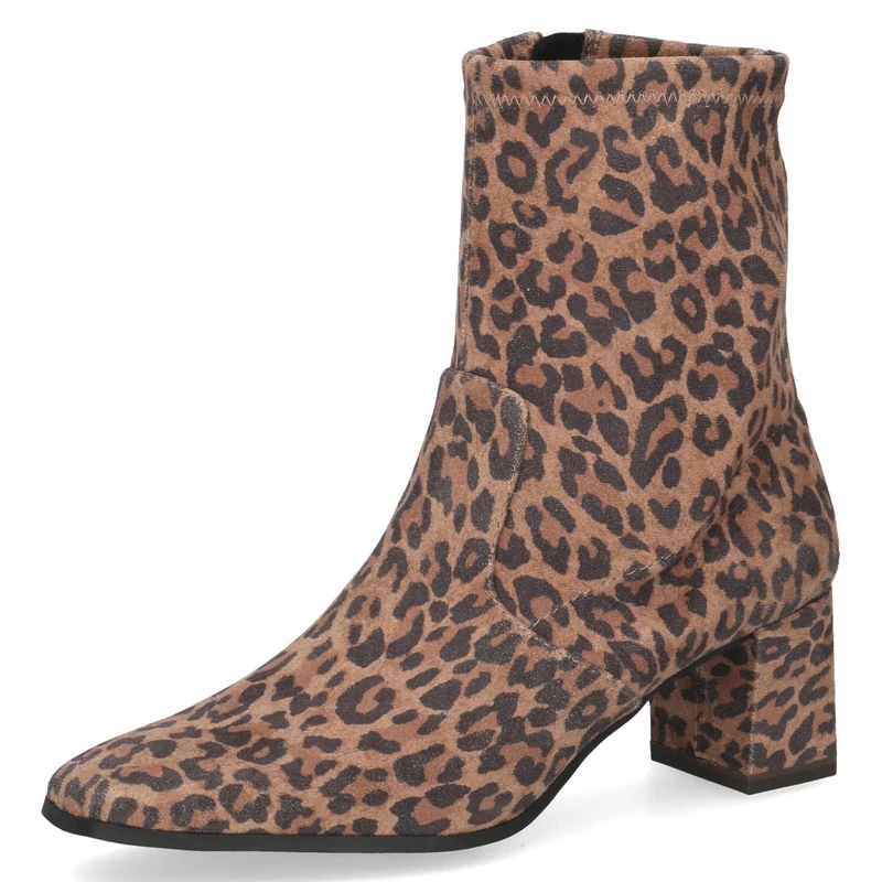 CAPRICE Women's heeled ankle boots with zipper Vegan, Multicolor (Leo Stretch), 3.5 UK