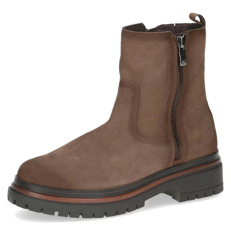 CAPRICE Women's leather ankle boots with zipper, Beige (Taupe Nubuc), 6 UK - Image 1