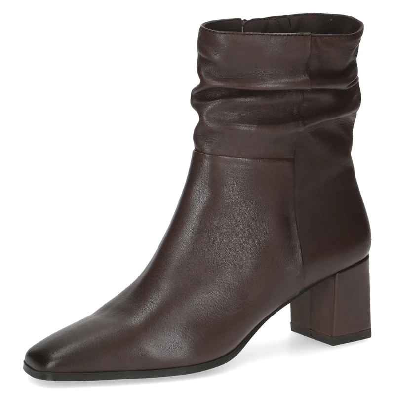 CAPRICE Women's leather ankle boots square toe, Brown (Dk Brown Nappa), 5 UK