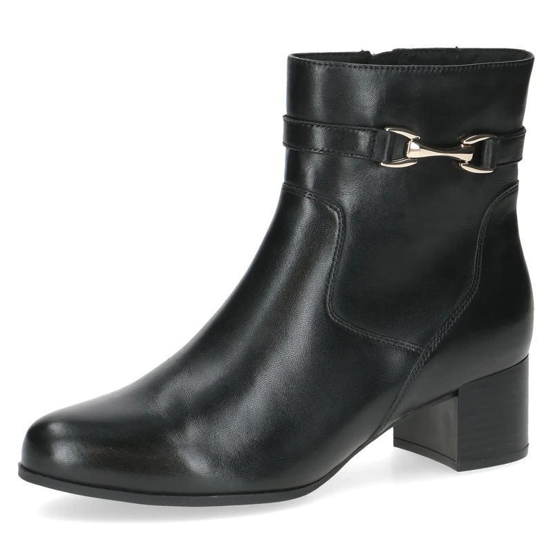 CAPRICE Women's leather ankle boots with block heel, Black (Black Nappa), 4 UK - Image 1