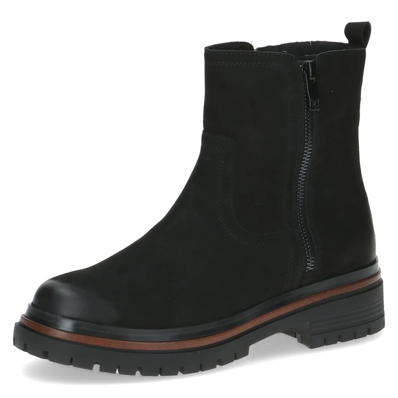 CAPRICE Women's leather ankle boots with zipper, Black (Black Nubuc), 4 UK