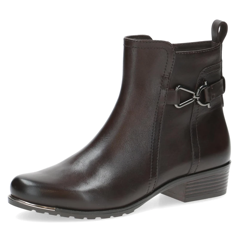CAPRICE Women's leather ankle boots small heel, Brown (Dk Brown Nappa), 5.5 UK
