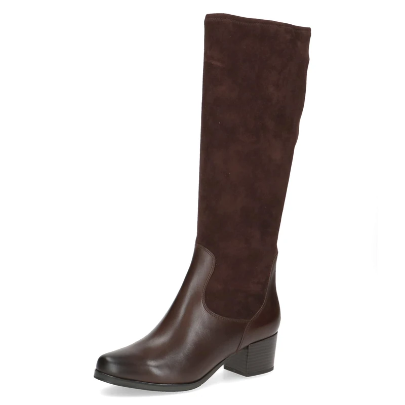 CAPRICE Women's block-heel boots with stretch shaft, Brown (Dk Brown Comb), 5 UK