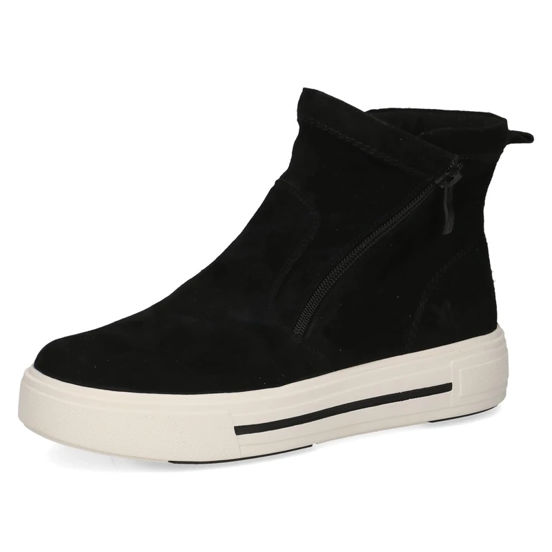 CAPRICE Women's leather ankle boots platform, Black (Black Suede), 3.5 UK