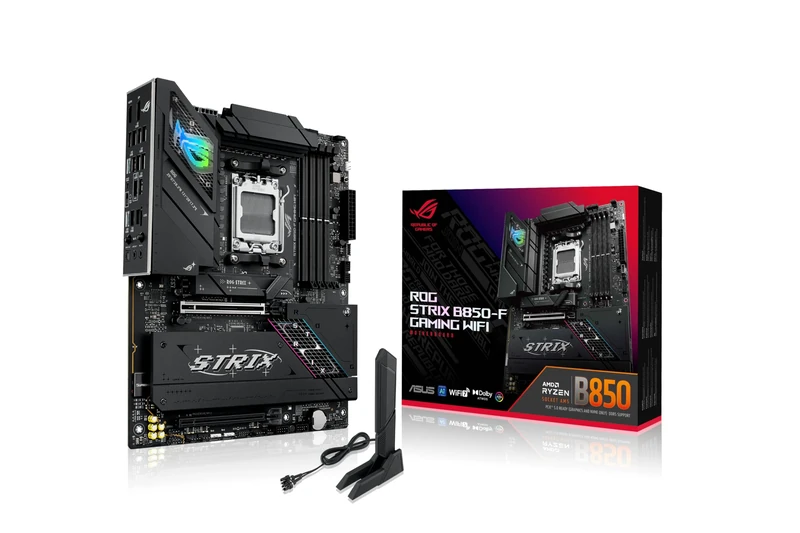 ASUS ROG Strix B850-F Gaming WiFi AMD motherboard, 16+2+2 power stages, DDR5 slots, four M.2 slots, PCIe 5.0, total support of 19 USB ports including USB 20Gbps Type-C and Aura Sync RGB