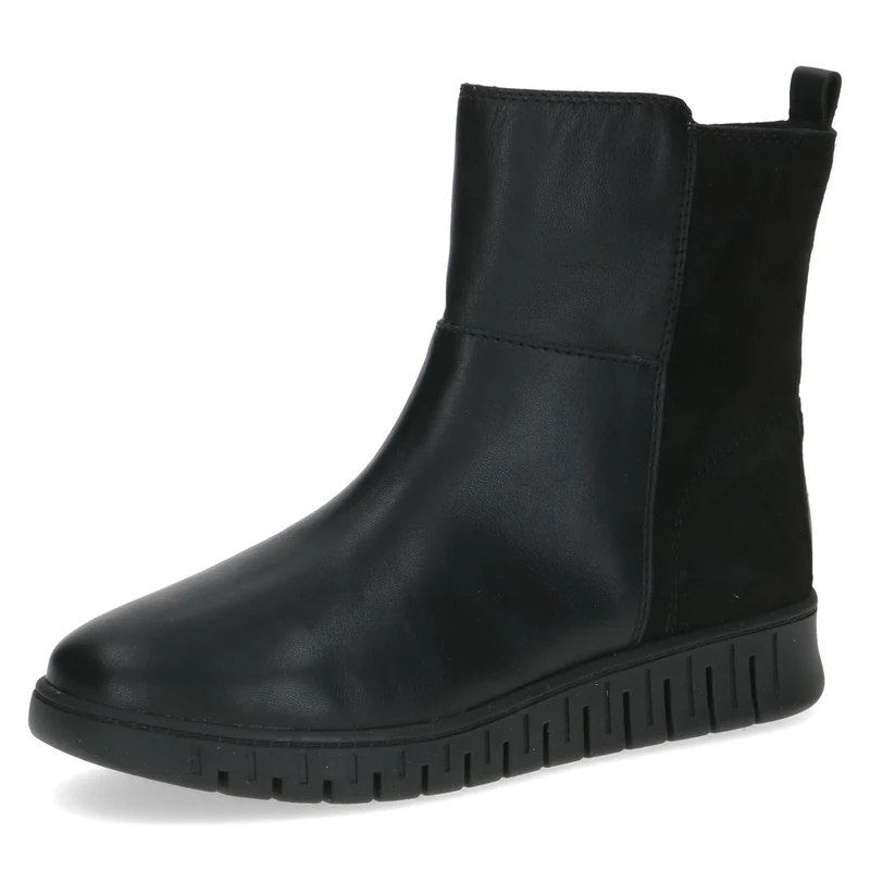 CAPRICE Comfort Women's leather ankle boots extra width H, Black (Black Comb), 6 UK
