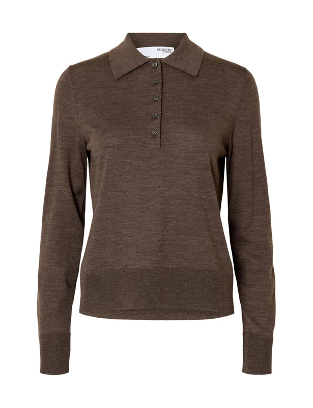 SELECTED FEMME Slfthea LS Knit Merino Collar Neck Noos, Delicioso, XL - Image 1