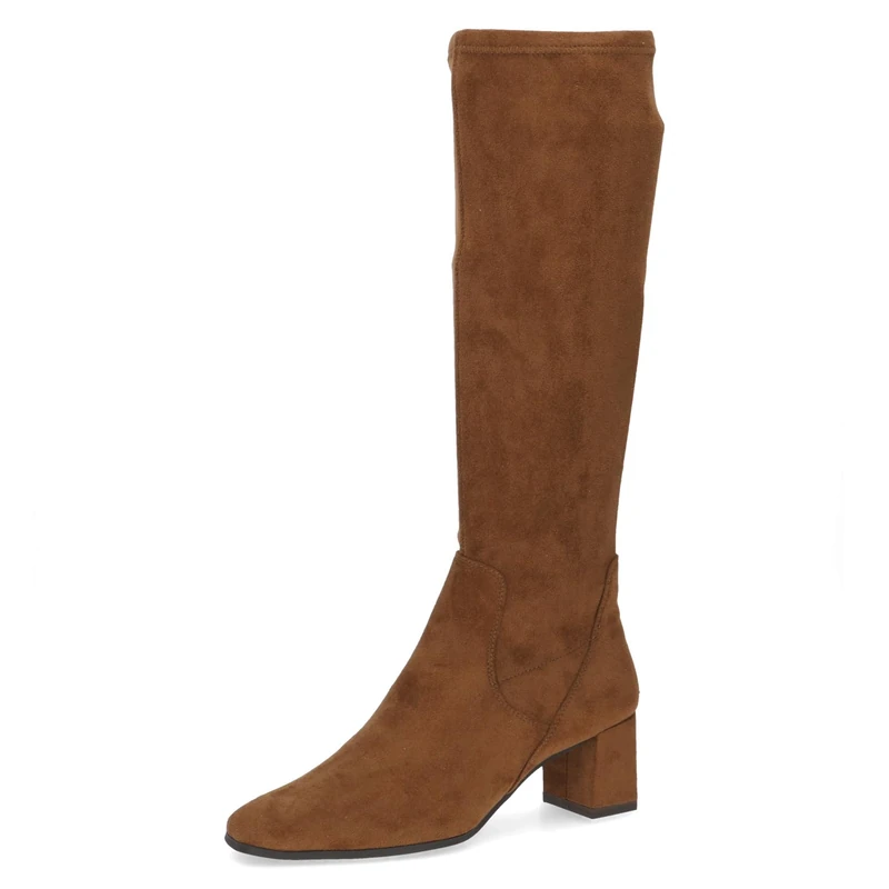 CAPRICE Women's high boots with heel knee-high Vegan, Brown (Brown Stretch), 6 UK