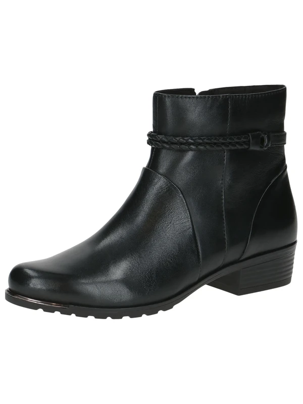 CAPRICE Women's leather ankle boots small heel, Black (Black Nappa), 4.5 UK