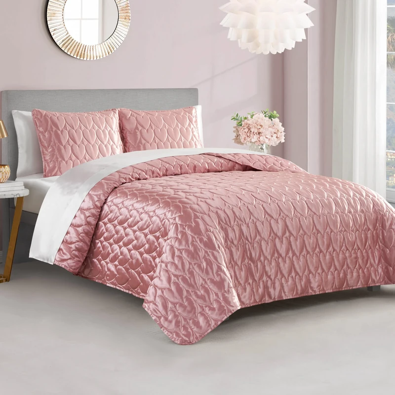 Juicy Couture Quilt Set, Polyester, Rose Gold, King